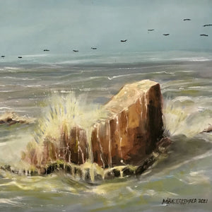 "Sea on Rocks" by Mike Bauerkemper, Oil on Canvas