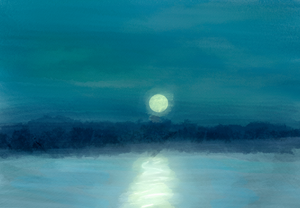 “Moonlit Lake” by Eric Blue, Digital Print on Canvas