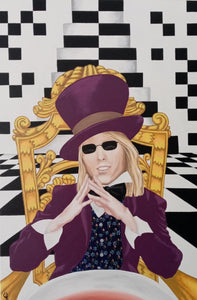 "Tom Petty Alice in Wonderland" by Raquel Carlson, Acrylic on Canvas