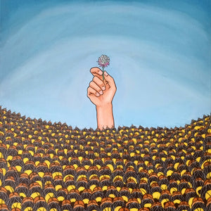 "Clover Bees" by Raquel Carlson, Acrylic on Canvas