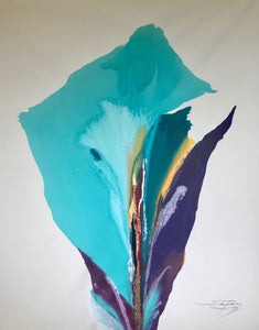 "Teal Rio De Colores' #3B" by Robert Schoenfeld, Acrylic on Canvas