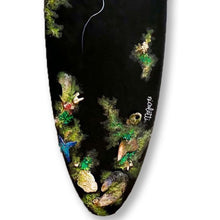 “Seven Seas of Savage N.o1” by Samantha Nicoletti, Acrylic Mixed Media on Recycled Surfboard
