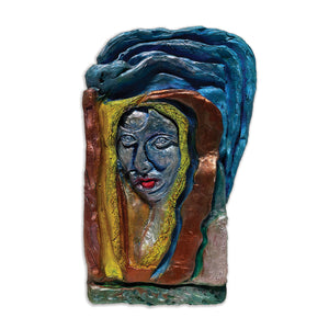 "Face l " by Souzan Zargari, Glazed Ceramic Sculpture