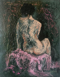 "Antique Figure" by Shalla Javid, Oils and Acrylic on Canvas