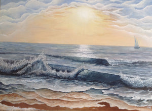 "Sunset on the Ocean" by Inna Makarichev, Oil on Canvas