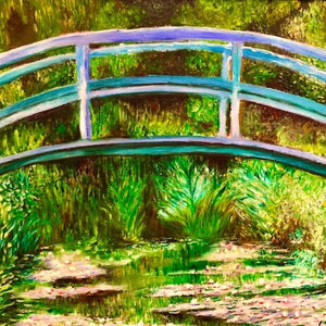 "Pont II au Jardin a Giverny" by Silvi Leroux, Oils on Canvas