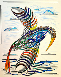 "Colors in Flight" by B. Sotomayor, Mixed Media on Paper
