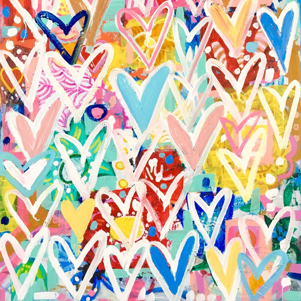 Spring Hearts by Mercedes Lagunas, Acrylic on Canvas