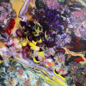 "Flower Bomb” by Stephanie Miner, Mixed Media on Canvas