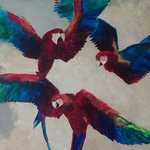 "Macaws" by Jackie Strey, Acrylic on Canvas