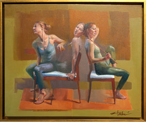 Trio in Red by Cathy Locke, Oil on Linen (Framed)